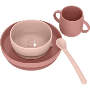 Vajilla para Bebé de Silicona, con Ventosas, Colour Essence Rosa