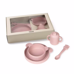 Vajilla de 4 piezas Tous baby de silicona Rosa