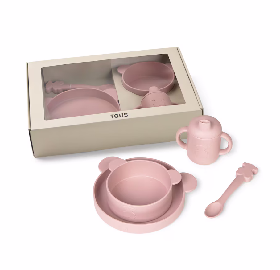 Vajilla de 4 piezas Tous baby de silicona Rosa