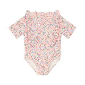 Traje de baño de manga corta con estampado floral