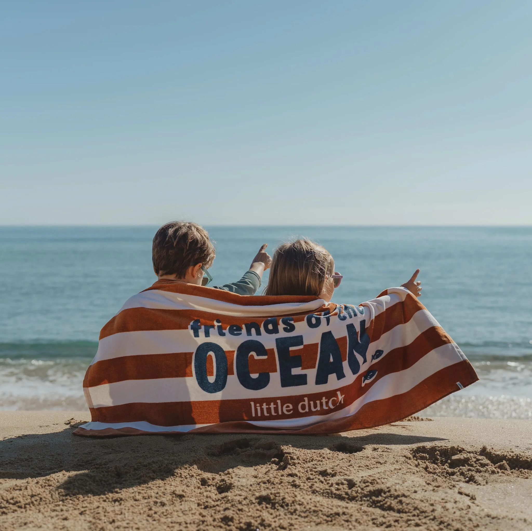 Toalla de playa Mundo del Océano Rayas marrones - 60cm x 120cm - Imagen 2