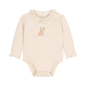 Body de manga larga color beige con volantes little dutch