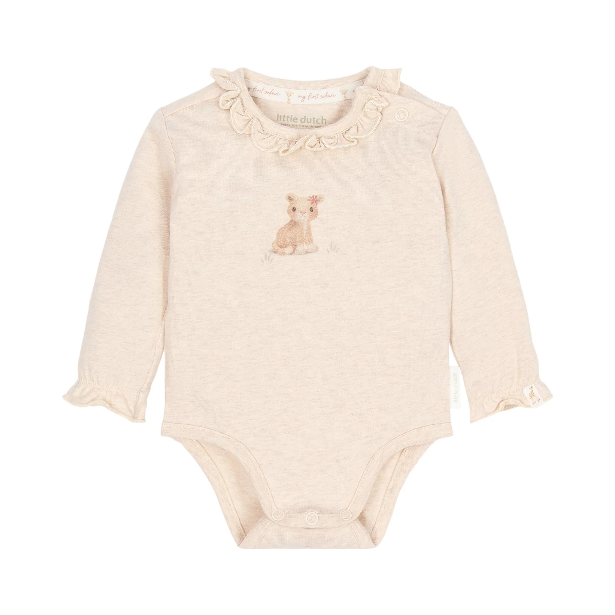 Body de manga larga color beige con volantes little dutch