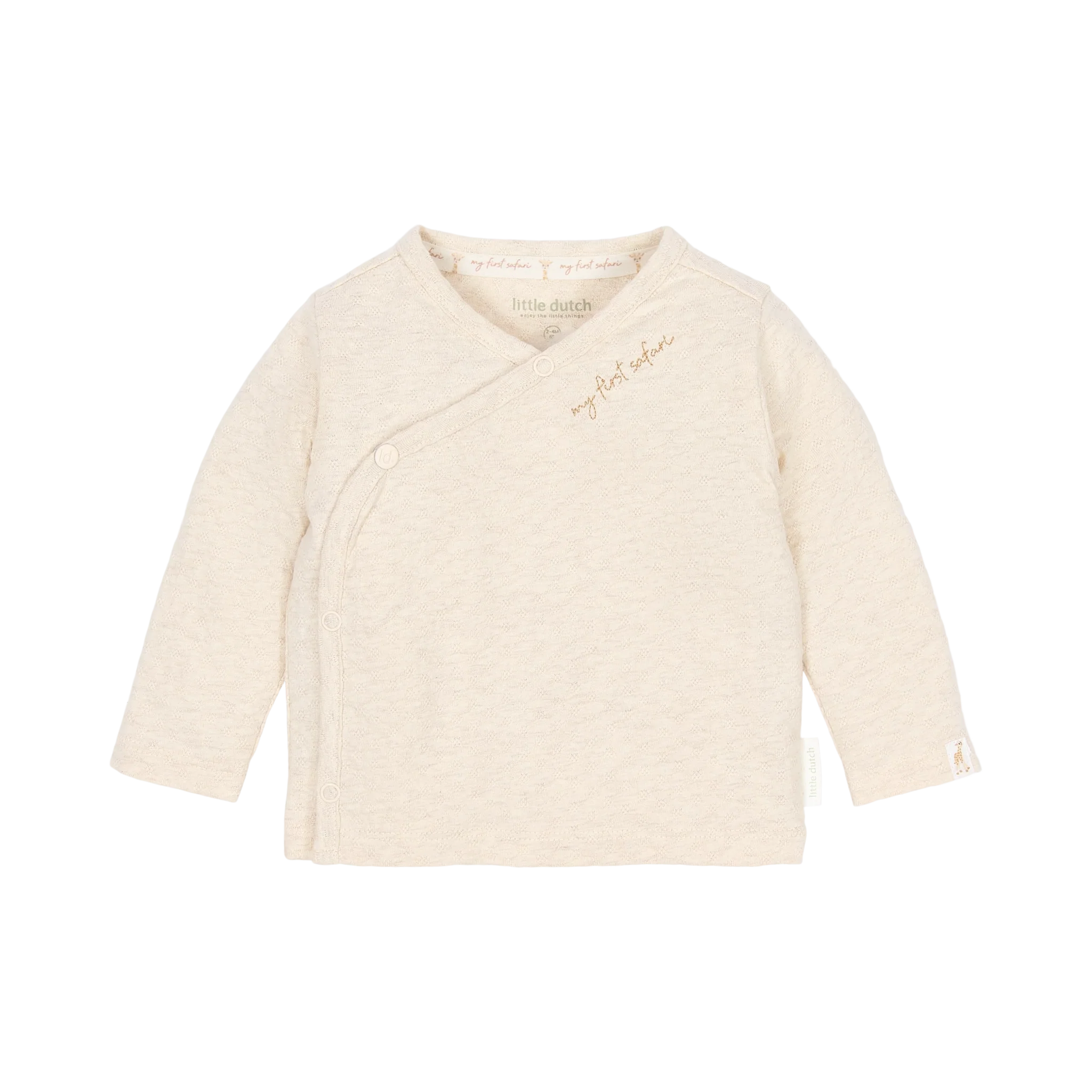 Camisa cruzada de manga larga color beige. Little dutch