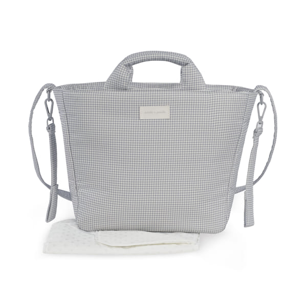 BOLSA CANASTILLA LITTLE BLOOM VICHY GRIS PASITO A PASITO - Imagen 7
