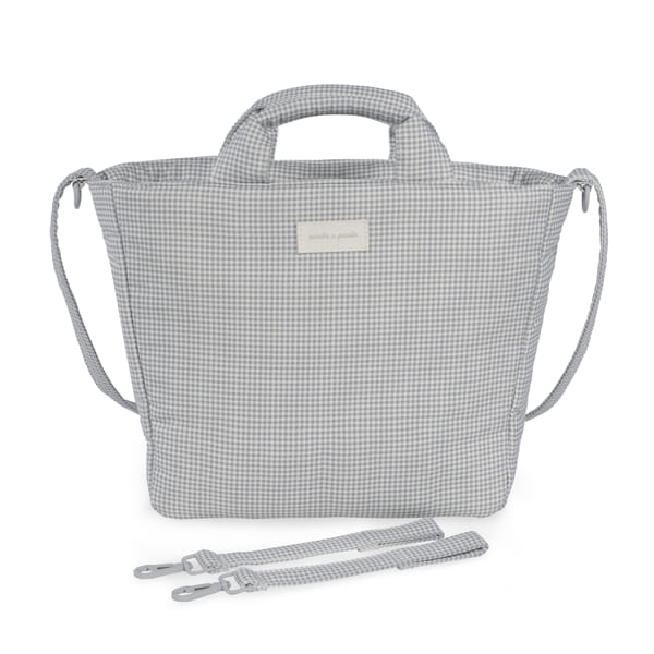 BOLSA CANASTILLA LITTLE BLOOM VICHY GRIS PASITO A PASITO - Imagen 6