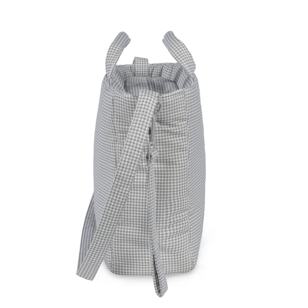 BOLSA CANASTILLA LITTLE BLOOM VICHY GRIS PASITO A PASITO - Imagen 5