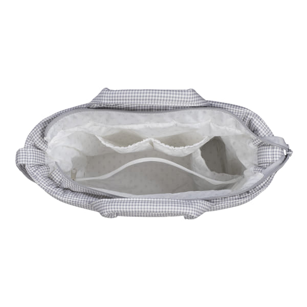 BOLSA CANASTILLA LITTLE BLOOM VICHY GRIS PASITO A PASITO - Imagen 3